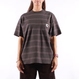 Carhartt WIP - W SS Bert Pocket T-Shirt - Bert Stripe Graphite Hortensia