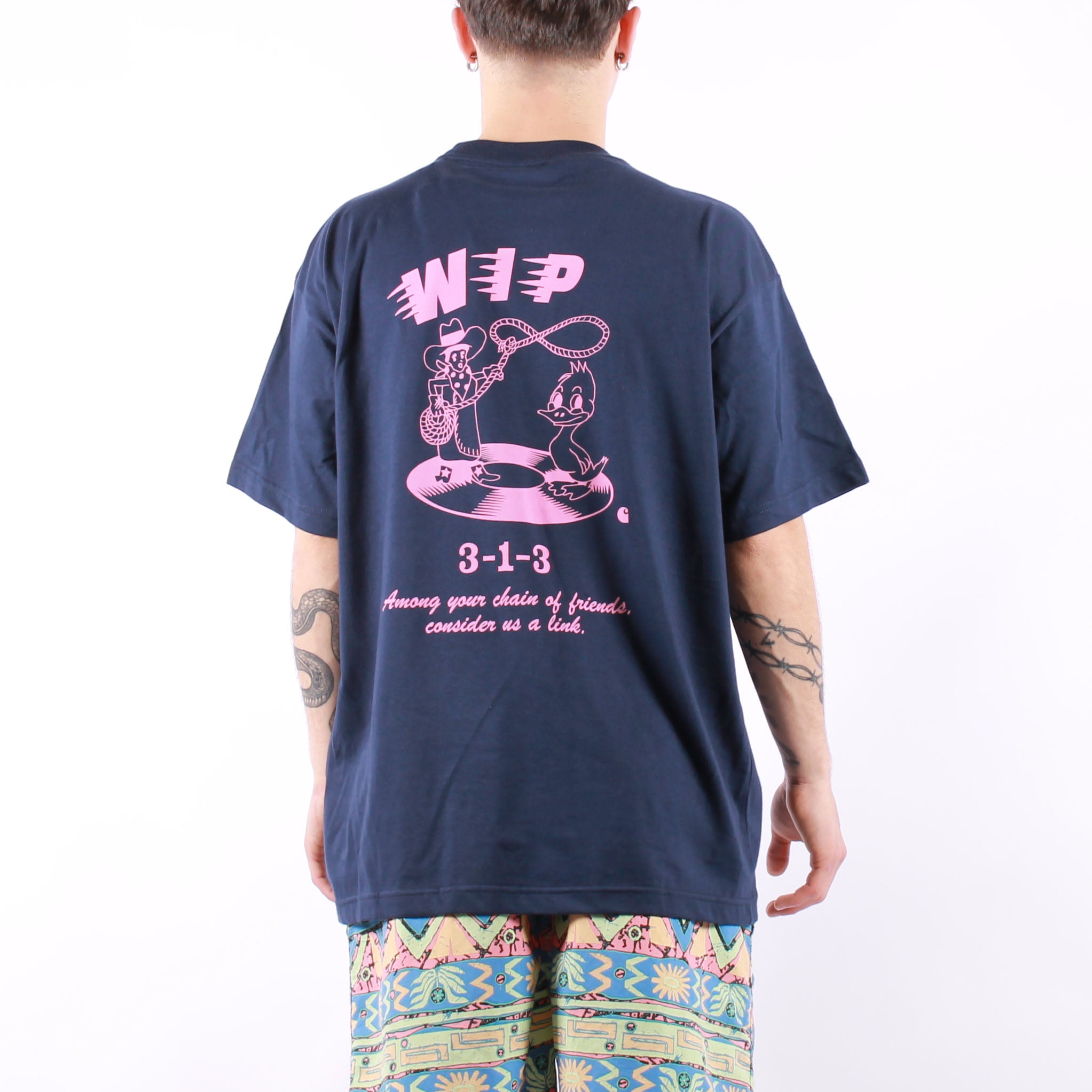 Carhartt WIP - SS Friendship T-Shirt - Air Force Blue Light Pink | Carhartt WIP | T-Shirt | 49.00 | Beach Break Shop