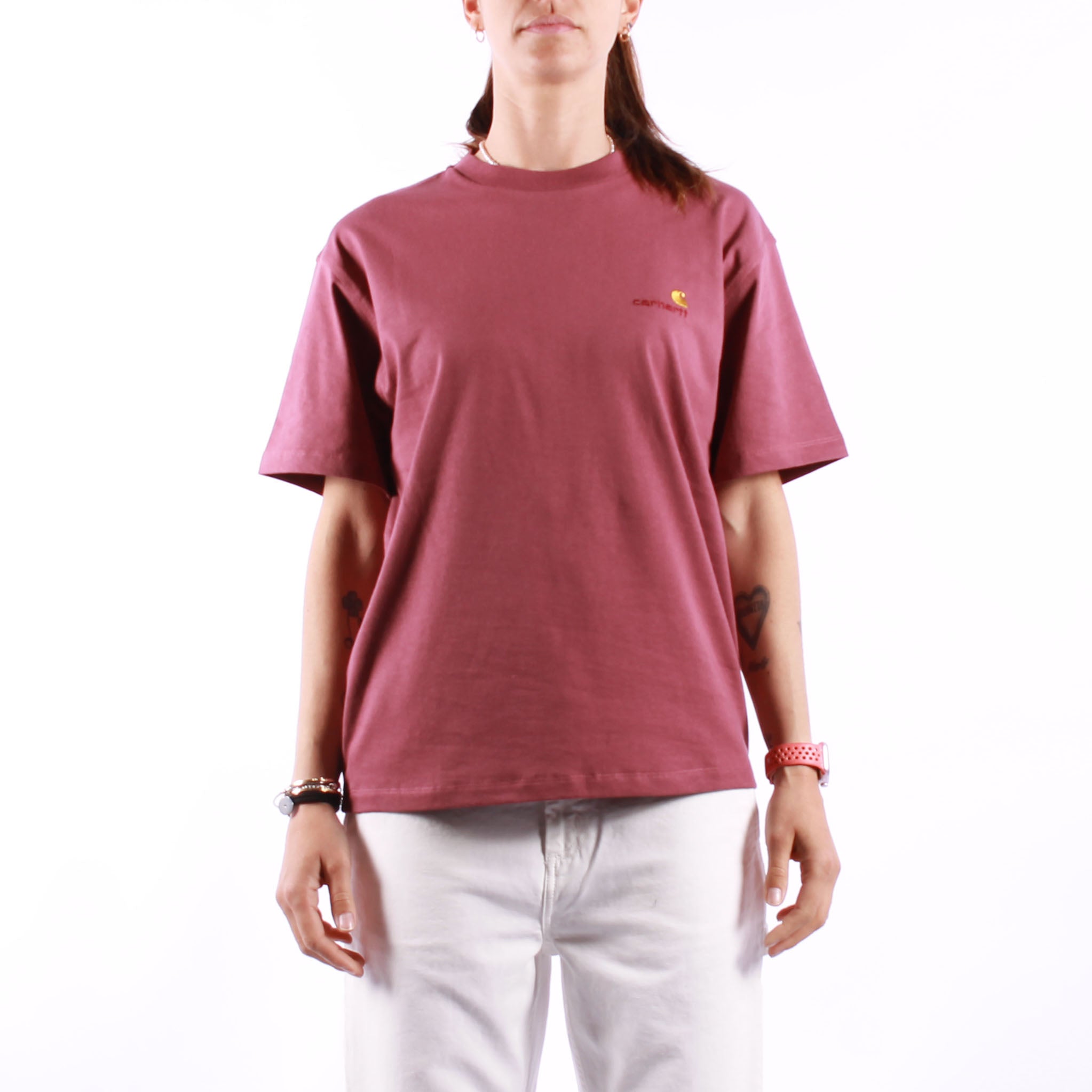 Carhartt WIP - W SS American Script T-Shirt - Dusty Fuchsia | Carhartt WIP | T-Shirt | 39.00 | Beach Break Shop