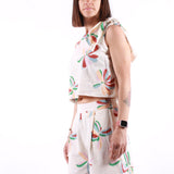 Compania Fantastica - Top - Cream Flowers Print