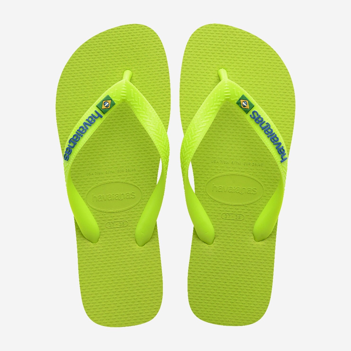 Havaianas Kids Brasil Logo Neon Lime Green Havaianas