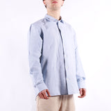 Selected - Clay Linen LS Shirt - Dusty Blue Mixed White