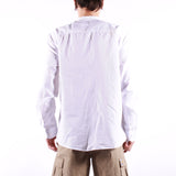 Selected - Reg Linen Collarless Shirt - Bright White