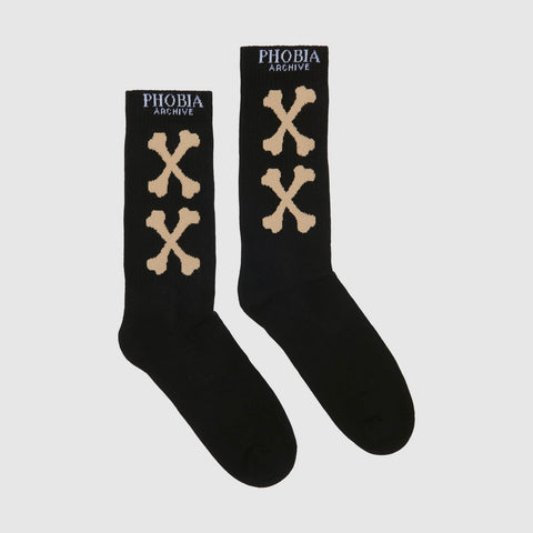 Phobia - Crossbones Socks - Black Light Brown
